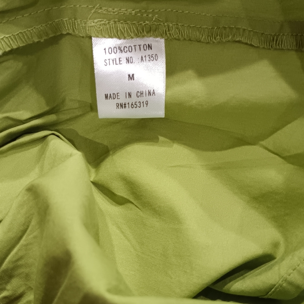 Day + Moon Mini Dress Sz M Olive Green Star Embroidered Collared Ruffle Cotton - Picture 6 of 12